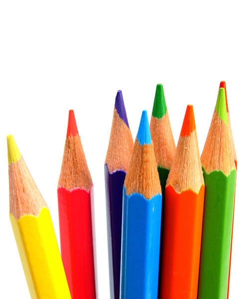 Colour pencils on a white background.