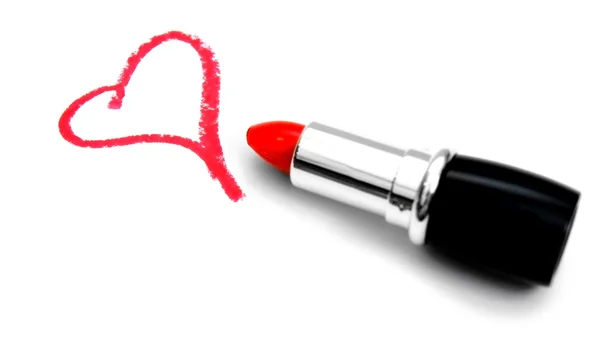 Heart and lipstick. On a white background. — Stock Photo, Image