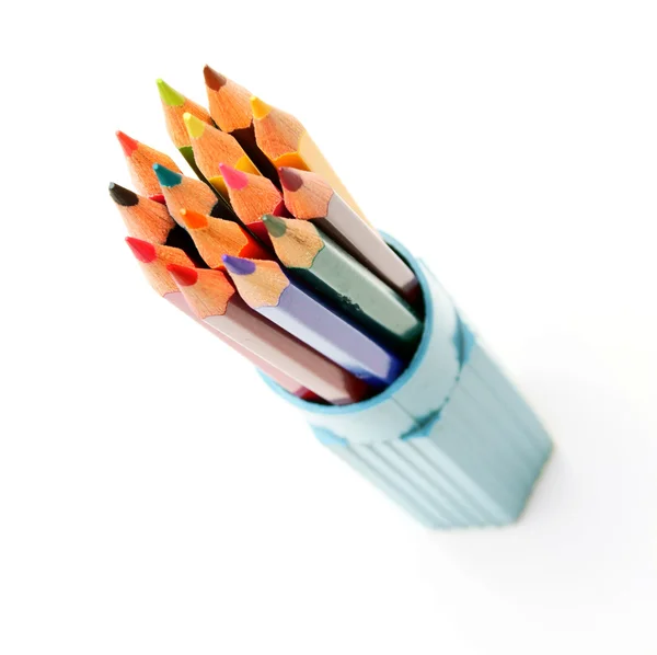 Pencils in case . On a white background. — kuvapankkivalokuva
