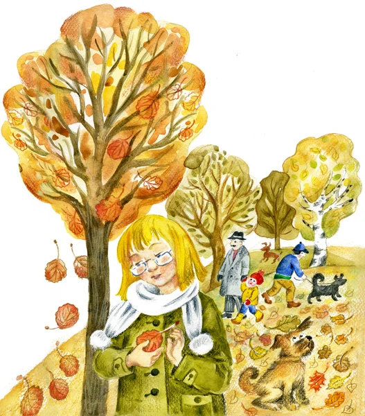 Девушка у осеннего дерева — стоковое фото