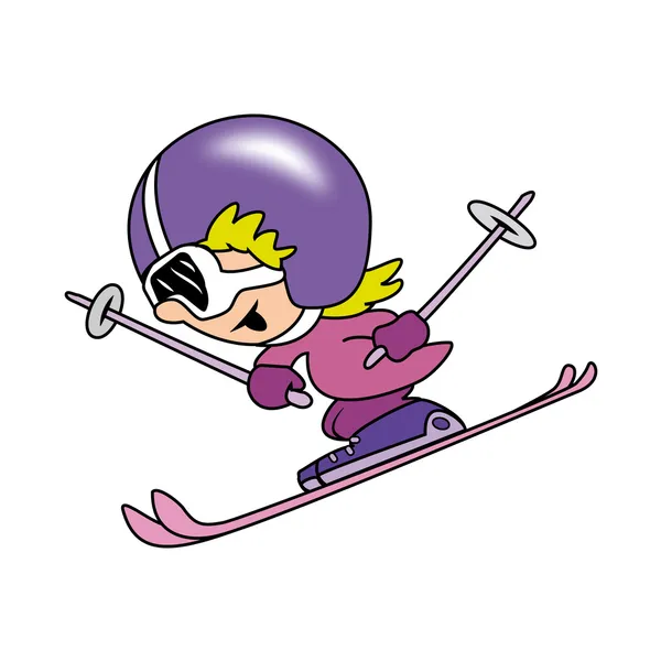 Meisje skiën — Stockvector