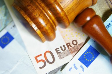 Gavel and Euro notes clipart