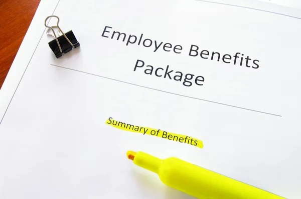 Pacote de benefícios dos empregados — Fotografia de Stock