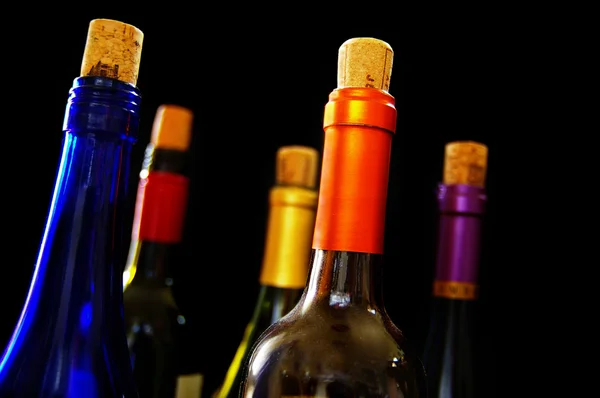 Mängd vinflaskor — Stockfoto