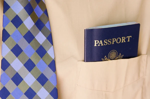 Business man with a passport — Stock Photo, Image