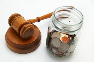 Gavel and coin jar clipart
