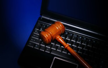 Gavel on keyboard clipart