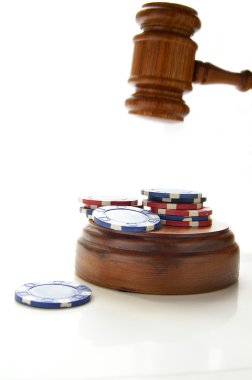 Law gavel and poker chips clipart