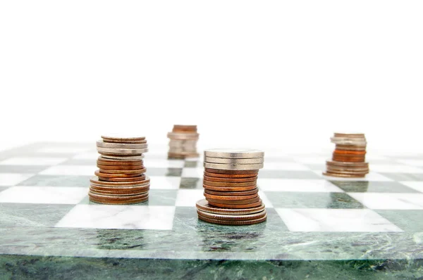 Coin chess pieces — Stock Photo, Image