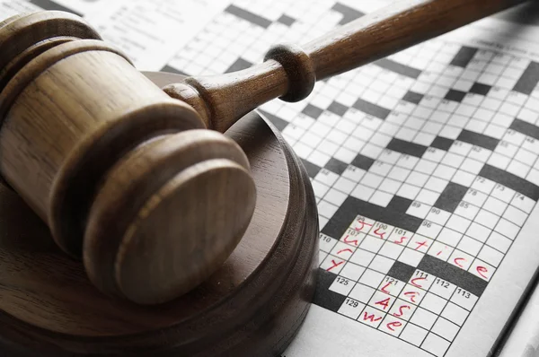 Closeup if a crossword puzzle with legal terms — Stock Photo, Image