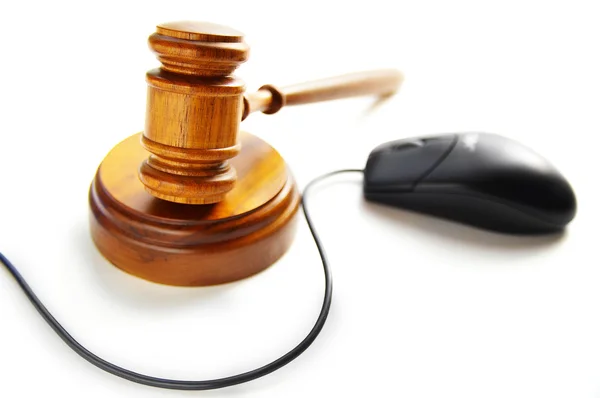 Mouse and court gavel — Stock Photo, Image