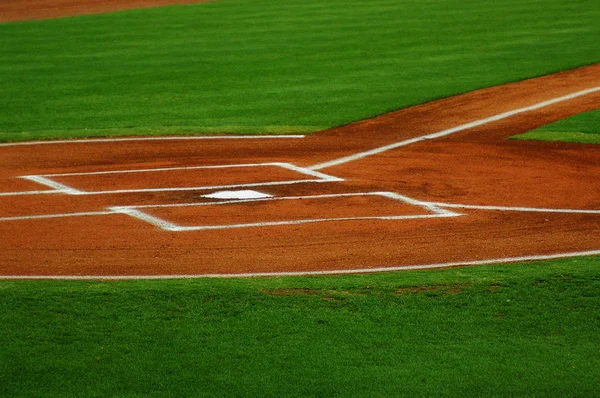 Home plate and baseball filed, before the game — Stock Photo, Image