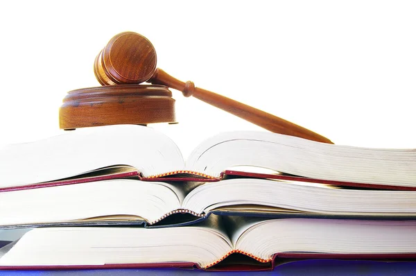Gavel on a stack of law books — Stock Photo, Image