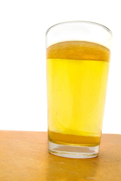 Tall pint of beer, isolated on white — Stock Photo, Image