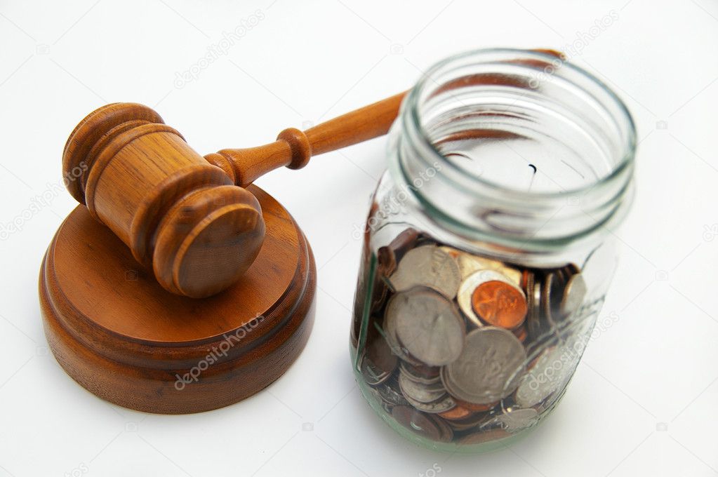 Gavel and coin jar