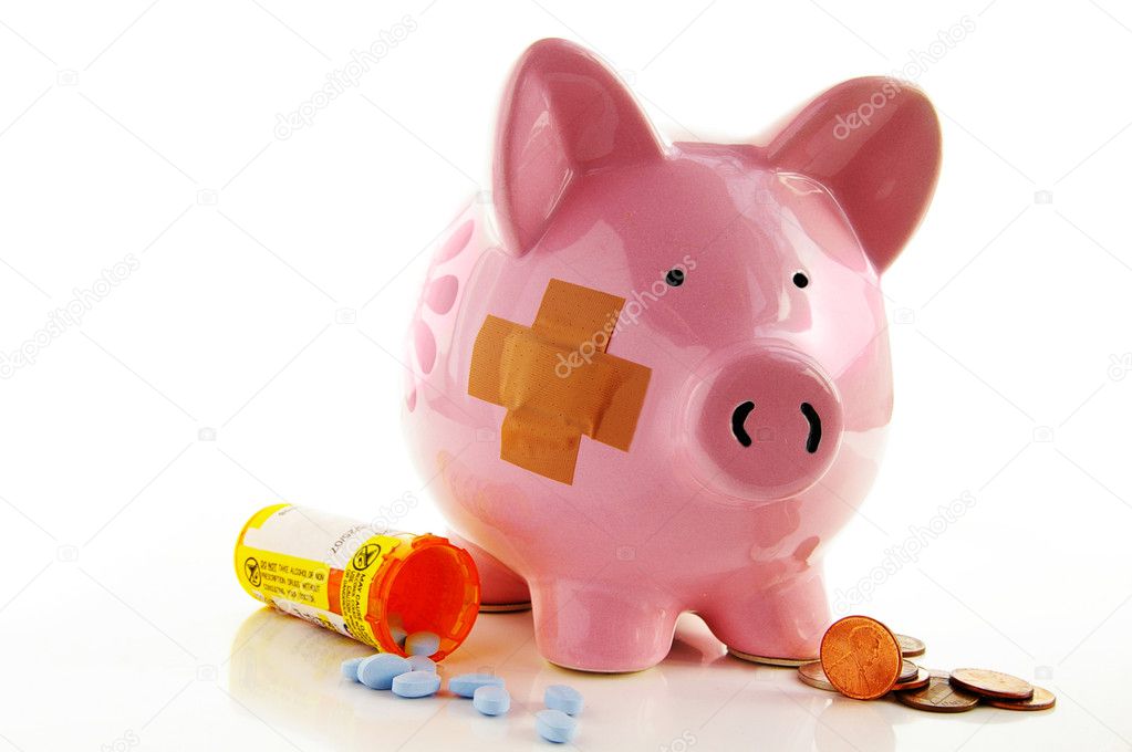 Piggy bank with pills