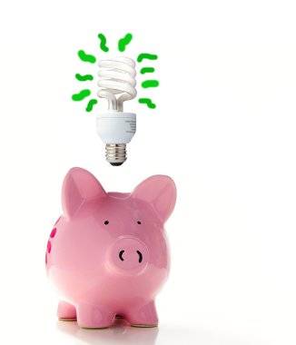 Piggy bank with bulb clipart