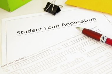 Closeup of a blank student loan application clipart