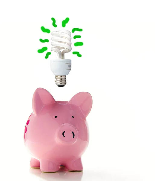 stock image Piggy bank with bulb