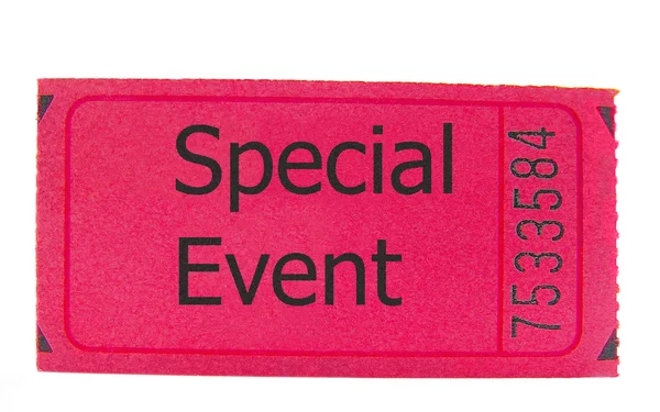 Pink ticket stub, closeup isolated on white — Stock Photo, Image