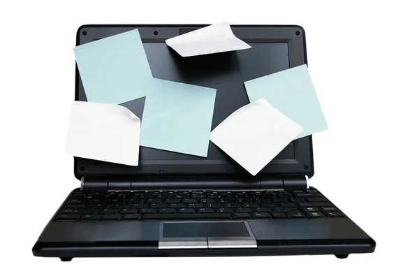 Laptop covered with sticky notes — Stock Photo, Image