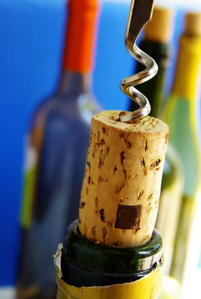 Wine cork and bottles — Stock Photo, Image