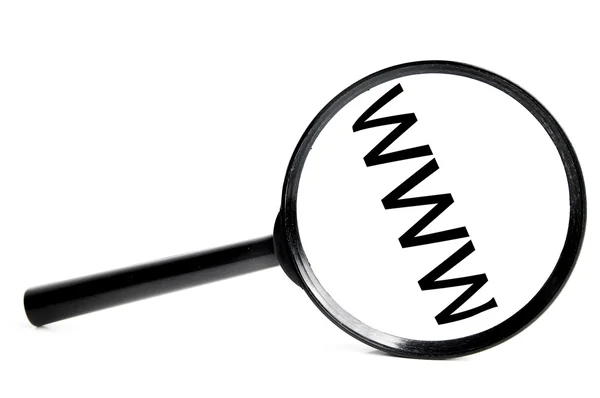 Magnifying glass with www letters — Stock Photo, Image