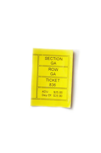 Stub bilet żółty — Zdjęcie stockowe
