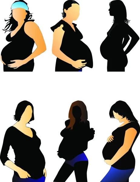Zes zwangere vrouwen — Stockvector