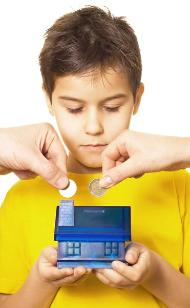 Boy saving money — Stock Photo, Image