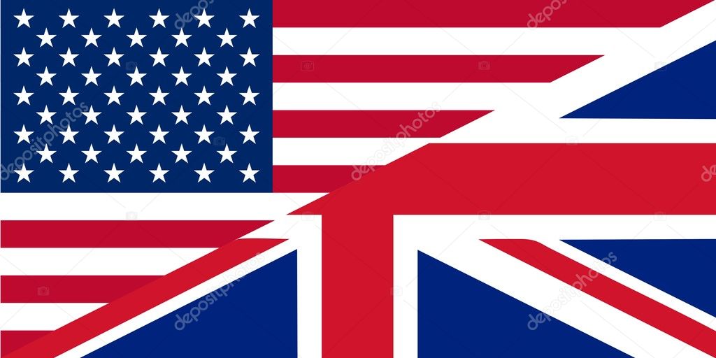American and British English language icon - isolated vector illustration
