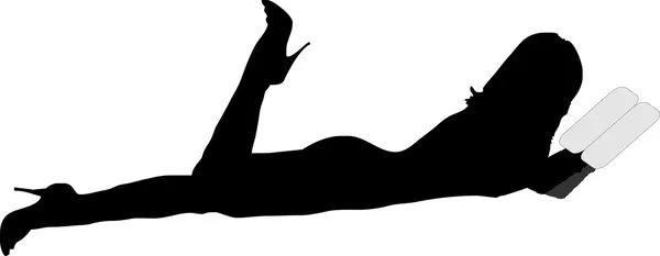 Silhouet van een sexy meisje permanent - geïsoleerde vector illustratio — Stockvector