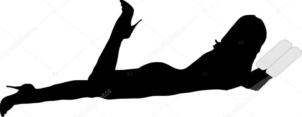 Silhouette of a sexy girl standing - isolated vector illustratio