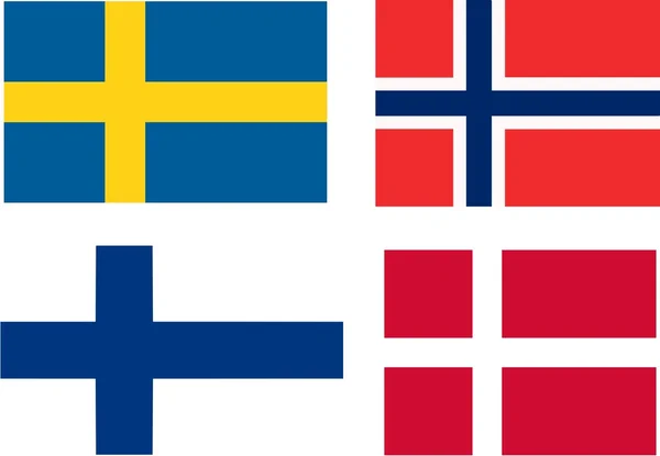 Banderas de Escadinavia — Vector de stock