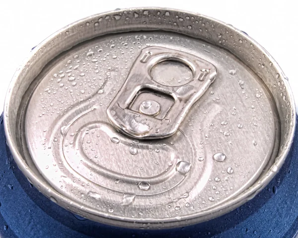 Ring pull and tin can lid wet with condensation — Stock Photo, Image
