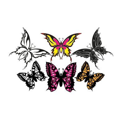 The vector image the pink butterfly clipart