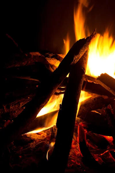 Bonfire flames vertikální pohled — Stock fotografie