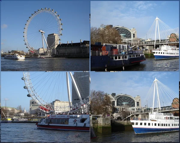 London Eye & skibe - Stock-foto