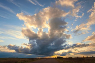 Beautiful cirrus clouds at sunset for background clipart