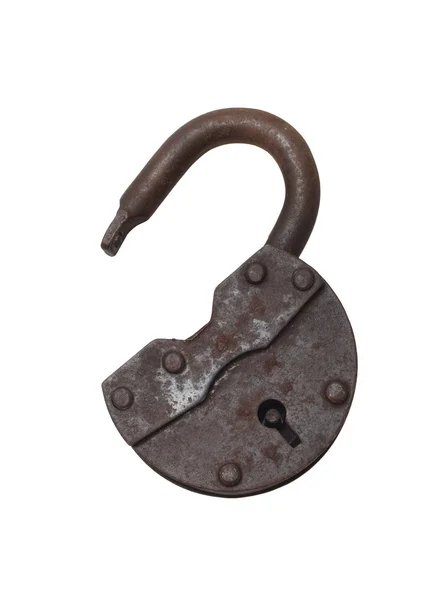 Old lock on a white background (isolated). — Stock Photo, Image