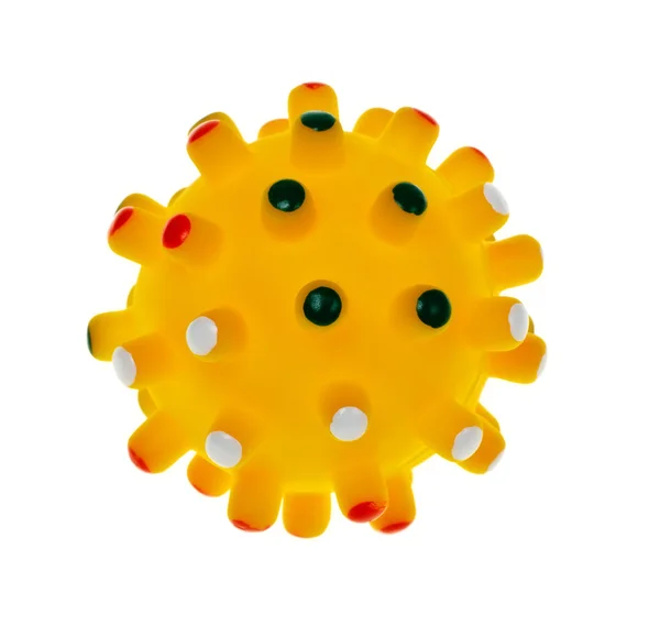 Žlutá dětská míč s hroty izolovaných na bílém poza — Stock fotografie
