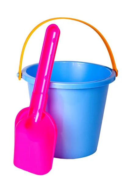Children's bucket and shovel, isolated on a white background. — Stock Photo, Image