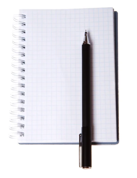Diario (notebook) e penna isolata su sfondo bianco . — Foto Stock