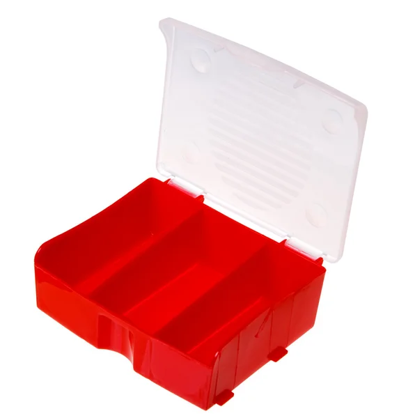 A caixa vermelha para pequenas coisas isoladas no fundo branco . — Fotografia de Stock