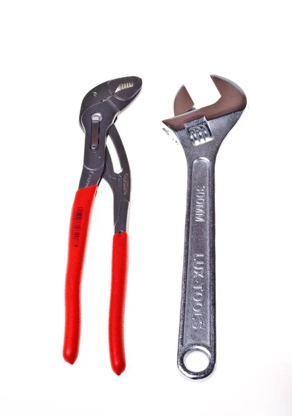 Alligator wrench and adjustable spanner(isolated). — Stock Photo, Image