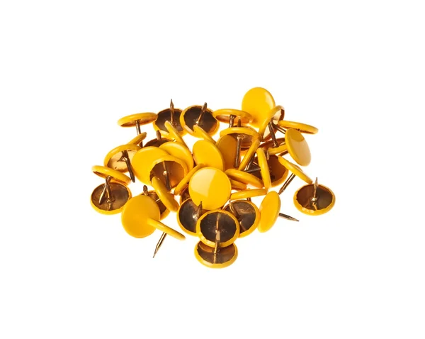 Yellow drawing pins (isolated). — Stock Photo, Image