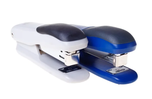 Blue and gray staplers (isolated). — Stock Photo, Image