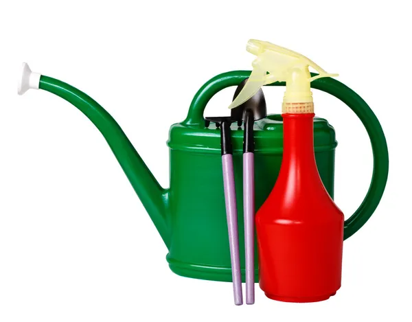 Tool kit for the care of indoor plants (watering can, rake, shov Stock Picture