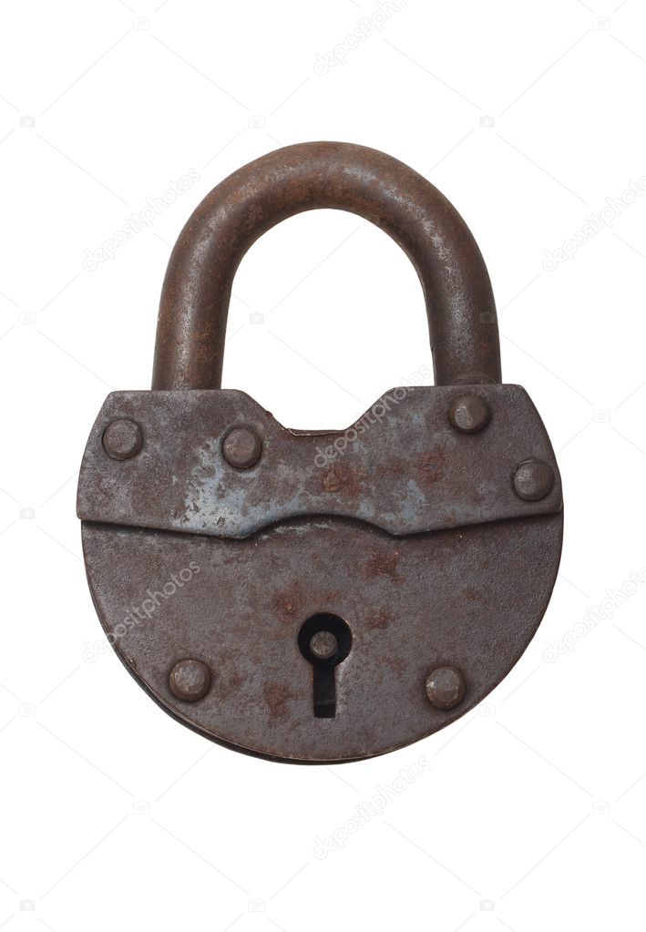 Old lock on a white background (isolated).