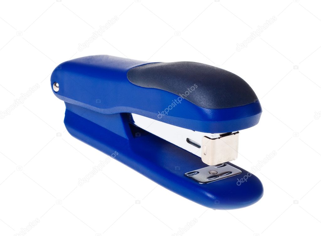 Blue stapler (isolated).